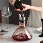 Carafe  vin rouge iceberg avec arateur verre cristal 1500 ml acier inoxydable bec verseur anti - gouttes(tra ...
