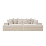 Cardiff - canap� 4 places assise profonde en velours c�tel� beige