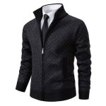 Cardigan carreaux homme business col montant coupe ajust�e - noir
