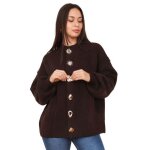 Cardigan en maille �paisse et � manches bouffantes. dot� de boutons fantaisies dor�s. bas col et poignets ...