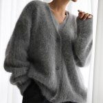 Cardigan vitata femme en maille peluche - col v manches longues coupe ample - pull chaud et tendance ... Cardigan vitata femme en maille peluche - col v manches longues coupe ample - pull chaud et tendance ...