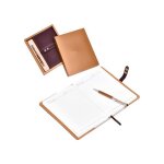 Carnet a5 cuir synth�tique marron 192 pages - journal couverture rigide double fermeture avec stylo tactile ...