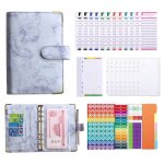 Carnet a6 feuilles mobiles carnet note cuir pu texture de marbre budget / planification financi�re / ...