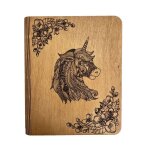 Carnet couverture en bois licorne 185x22 cm bloc - notes cahier journal creatifwood
