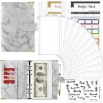 Carnet de notes a6 en cuir synthtique avec pochette transparente zippe pour billets enveloppes et pargne ...