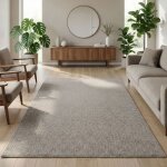 Carpetsale24 tapis 160x230 cm gris uni boucl� style scandinave moderne pour salon coin canap� salle � ...