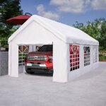 Carport abri - voiture blanc 3x6m garage grand format porte enroulable parois / toit amovibles ? r�sistant ...