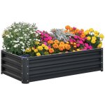 Carr� potager de jardin - outsunny - rectangulaire - grande capacit� - acier galvanis� - 120 x 60 x 305 ...