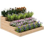Carr potager de jardin - outsunny - sans fond - 4 tages - pour herbes lgumes fruits fleurs - 113 x ...
