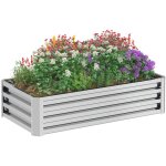 Carr� potager de jardin - outsunny - t�le dacier ondul�e - 120 x 60 x 305 cm - argent