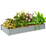 Carr� potager - outsunny - fond ouvert - avec bord anti - coupure barres de soutien - acier galvanis� ...