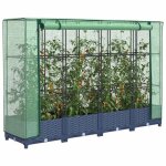 Carr� potager sur�lev� avec housse de serre - vidaxl - 160x40x123 cm - aspect rotin - housse imperm�able ...