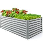 Carr potager surlev - relax4life - mtal galvanis - rsistant  la rouille - jardinire sans fond ...