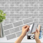 Carrelage adhsif mural 12pcs autocollants pour carreaux rectangulaire stickers impermable pour cuisine ...