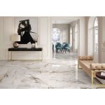 Carrelage sol blanc brillant poli l. 90 x l. 90 cm luanda