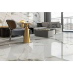 Carrelage sol grand format blanc brillant poli l. 120 x l. 120 cm victoria
