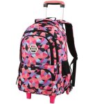 Cartable fille roulette - tissu oxford haute densit - rose - primaire