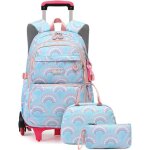 Cartable roulette fille garon primaire sac dos pour enfant avec lunch box et trousse pour quotidien et ...