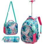 Cartable a roulette fille primaire 18 pouces sac roulette enfant 3pices pour voyages scolaires rsistant ...