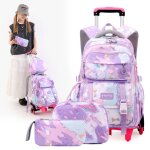 Trousse et cartable a roulette fille - trousse et cartable fille primaire collge - grande capacit - ...