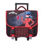 Cartable  roulettes miraculous 41cm 2 compartiments noir