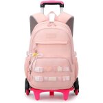Cartable roulettes - sac dos trolley bag rentre scolaire enfant fille primaire 6 - 12 ans - rose couleurs ...