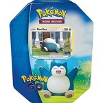 Pokebox go ronflex v - 150 pv - carte francaise a collectionner pokemon - boite metal bleu