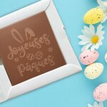 Cartes � croquer de p�ques joyeuses p�ques chocolat lait - chocolat de p�ques lapin - fabrication artisanale ...