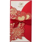 Cartes dinvitation mariage - lot de 50 - rouge - papier de bourrage - gravure dentelle