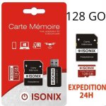 Carte micro - sd - isonix - 128 go - classe 10 - compatible smartphones et camras - noir