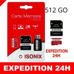 Carte micro - sd 512 go - zisonix - sdxc / sdhc - classe 10 - �tanche - haute vitesse
