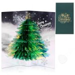 Cartes de no�l vert 195x110mm carte de v?ux 3d forme de sapin de no�l cr�ative avec enveloppe cadeau ...