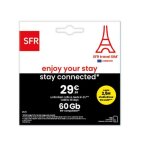 Carte sim pr�pay�e - sfr - europe touriste - 60 go internet - 2h appels - 5g compatible