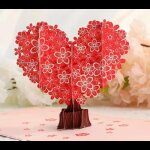 Carte de v?ux pop - up 3d carte danniversaire en forme de c?ur avec arbre  fleurs cartes de saint - ...