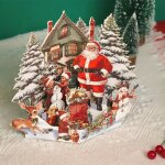 Carte de v?ux pop - up - vintage no�l - p�re no�l - bonhomme de neige - sapin de no�l