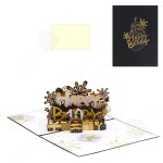 Carte de voeux 20x15cm gâteau noir doré cadeau danniversaire carte de v?ux tridimensionnelle message ... Carte de voeux 20x15cm gâteau noir doré cadeau danniversaire carte de v?ux tridimensionnelle message ...