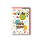 Carte de voeux enfant - anniversaire - age de 1  9 ans - gteau bulle verte
