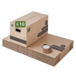 Pack and move - lot 10 cartons dmnagement stockage standard - 60 x 30 x 30 cm - poignes renforces ...