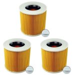 Lot de 3 filtres cartouche hepa lavables pour aspirateur karcher wd1 / wd2 / wd3 / mv2 / mv3 (120�115 ...