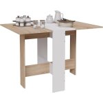 Casabel ? table � manger pliable centre blanc et plateau bois clair 2 - 4 pers ? gain de place id�al ...