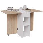 Casabel ? table � manger pliable centre blanc et plateau bois clair 2 - 4 pers ? gain de place pour cuisine ...