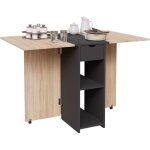 Casabel ? table  manger pliable centre noir et plateau bois clair 2 - 4 pers ? gain de place idal cuisine ...
