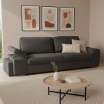 Alya canap� droit reversible convertible gris anthracite (velours c�tel� ) - taille s - 3 / 4 places ...