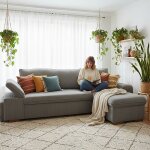 Alya canap� dangle reversible convertible gris anthracite (velours c�tel� ) - taille m - 4 / 5 places ...