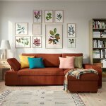 Alya canap� dangle reversible convertible orange terracotta (velours c�tel� ) - taille m - 4 / 5 places ...