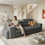 Sirius canap� droit reversible convertible gris anthracite (velours c�tel� ) - taille s - 3 / 4 places ...