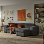 Sirius canap� dangle reversible convertible gris anthracite (velours c�tel� ) - taille m - 4 / 5 places ...