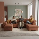 Casapy sirius taille xl. canap� dangle convertible orange terracotta (velours c�tel� ) - l. 334 x h. ...