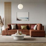 Casapy vega taille l. canap� dangle convertible orange terracotta (velours c�tel� ) - l. 258 x h. 71 ...