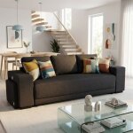 Casapy vega taille s. canap� droit convertible gris anthracite (tissu structur� ) - l. 249 x h. 65 x ...